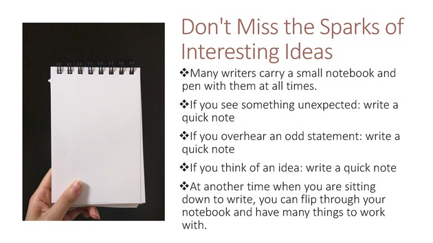 Creative Writing Bootcamp - Don't Miss the Sparks of Interesting Ideas 1